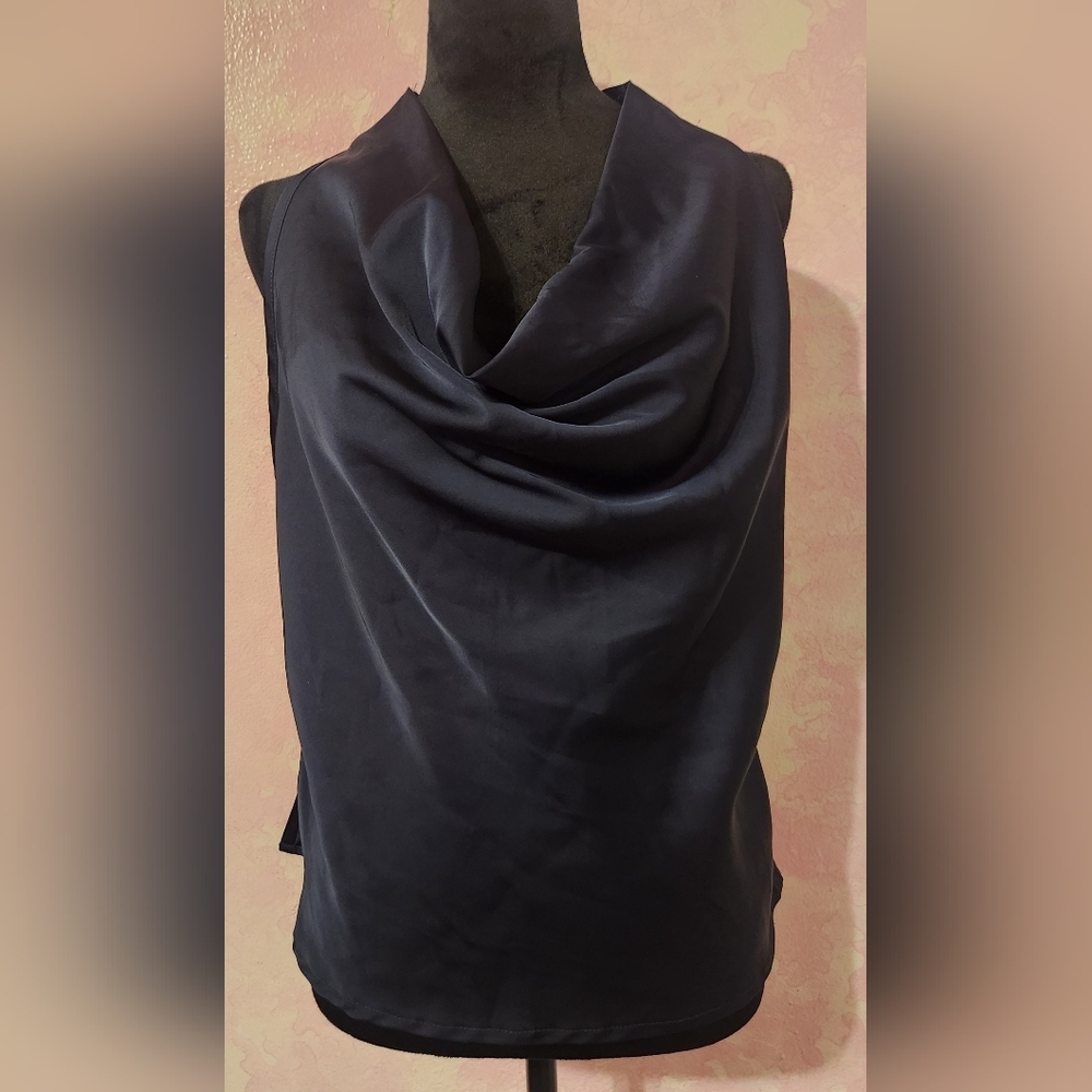 SHEIN Black Satin Cowl Neck Top